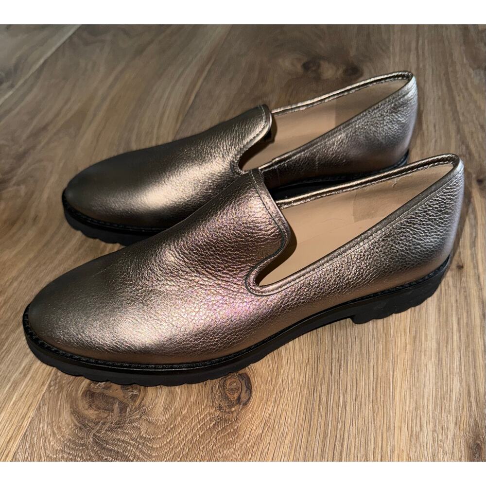 Karl Lagerfeld Paris Imani Melallic Gold Leather Loafers Shoes - Size 9.5M -D26